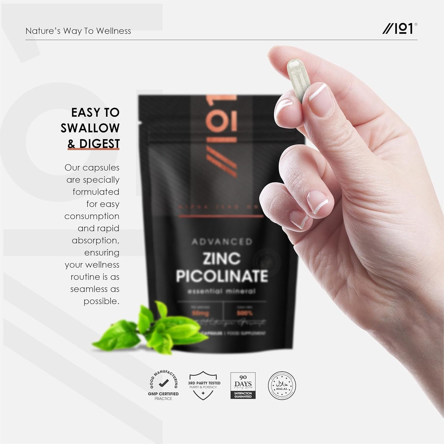 Zinc Picolinate 25Mg – 90 Vegan Capsules (3 Months Supply) – 250% Daily NRV - El