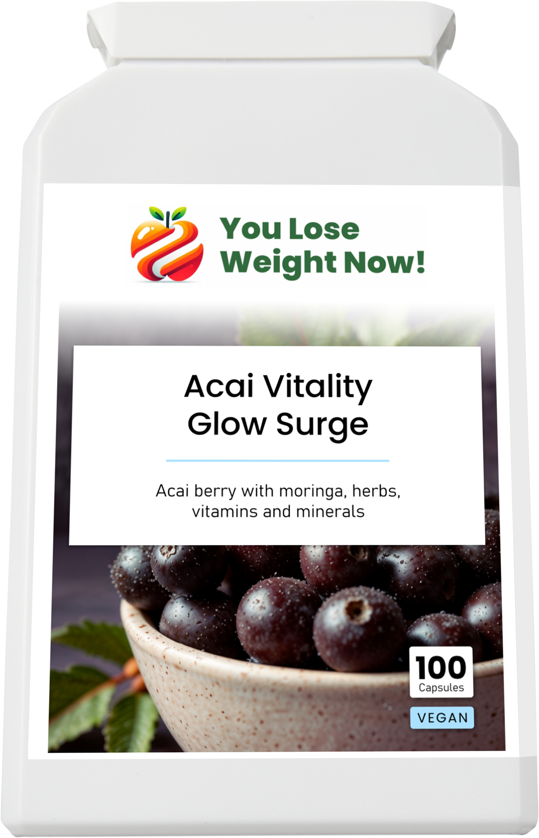 Acai Vitality Glow Surge – premium multi-ingredient supplement bottle – YouLoseWeightNow!"