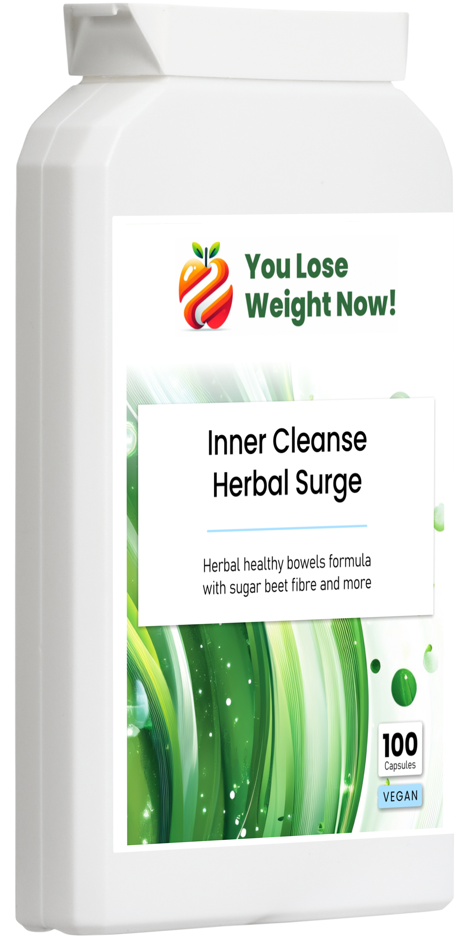 YouLoseWeightNow! Colon Cleanse Herbal Surge flat pot right side profile — slim letterbox-friendly packaging, premium UK supplement