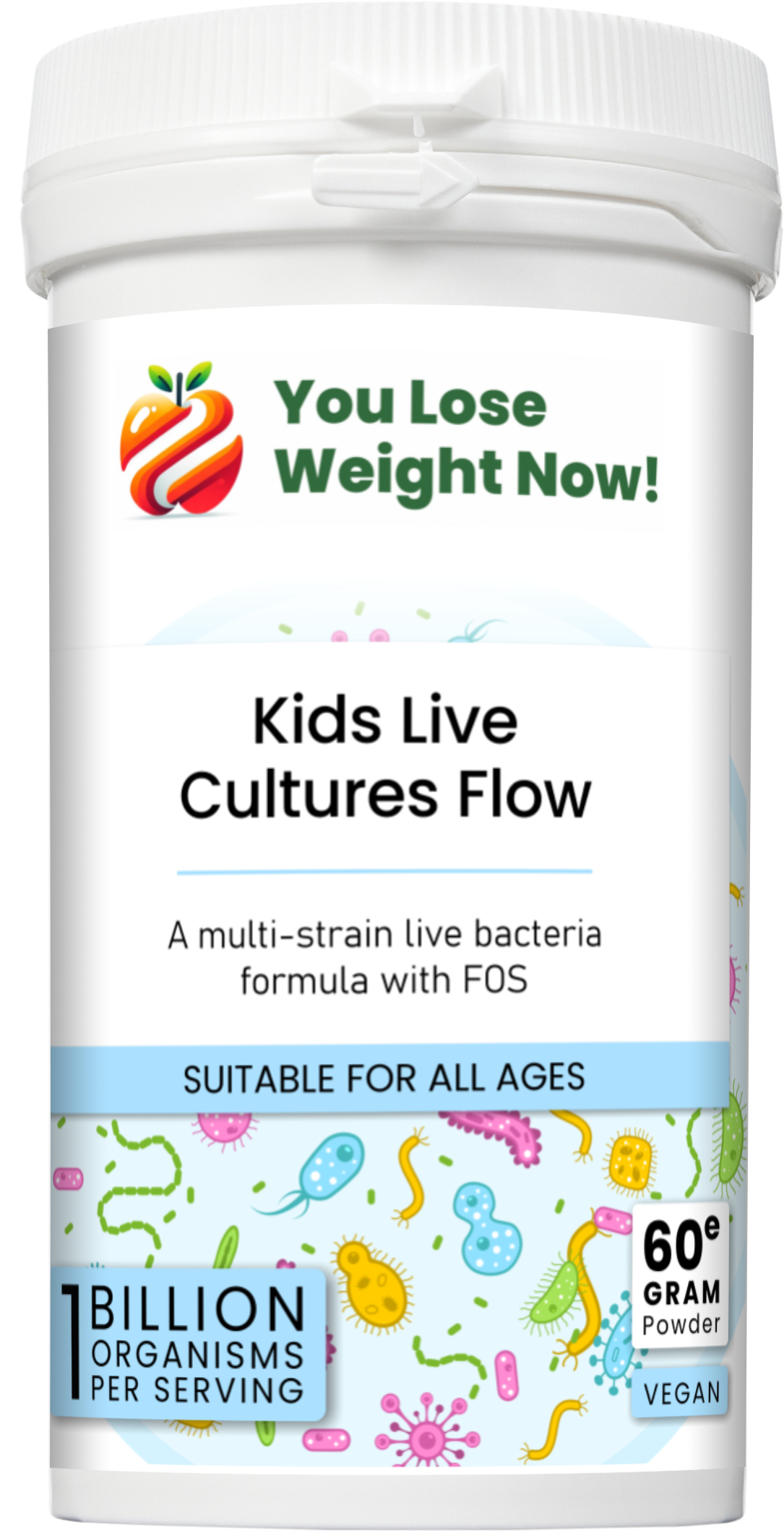 Kids Live Cultures Flow by YouLoseWeightNow! — top view render of the round securitainer pot