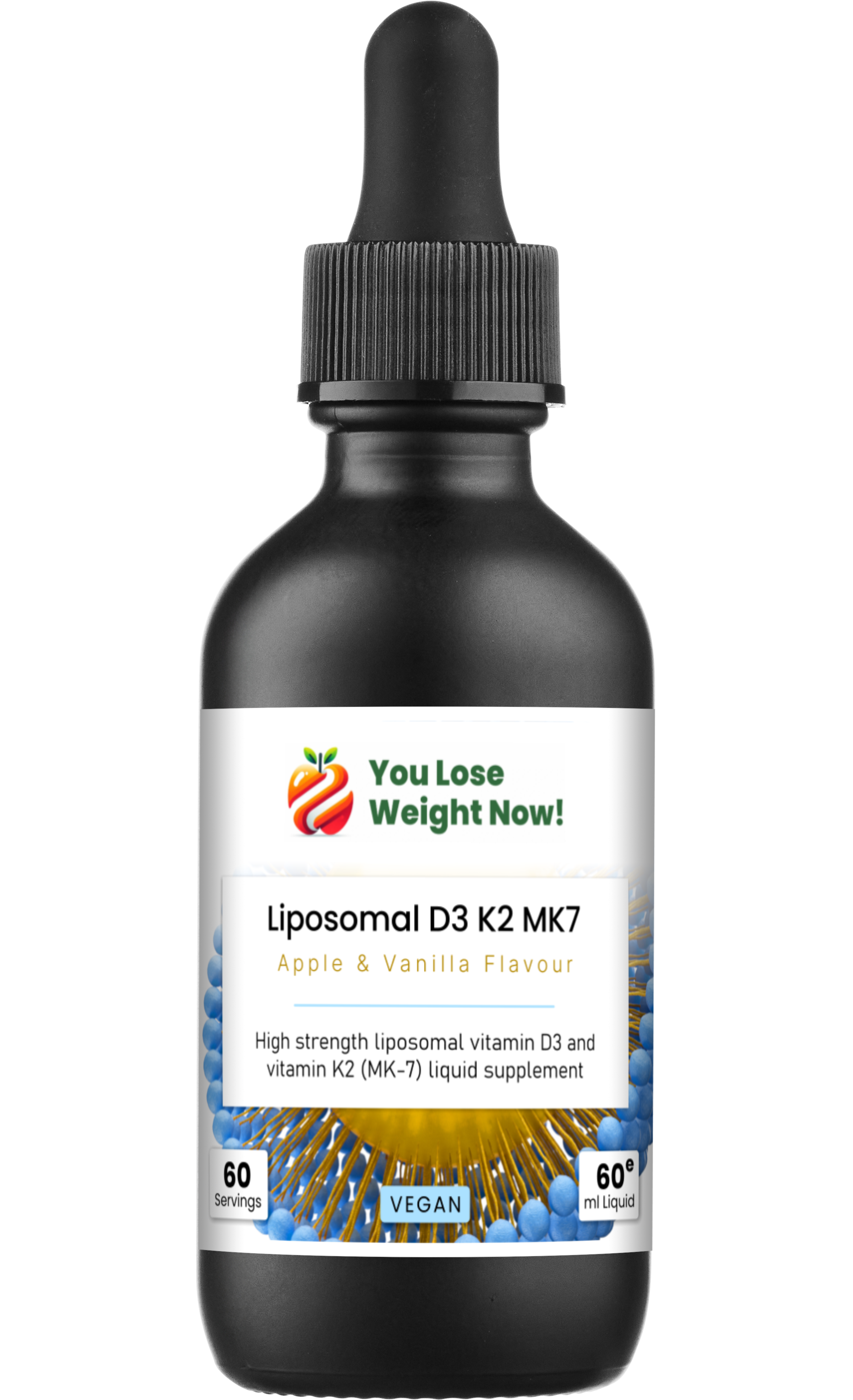 Liposomal D3 K2 MK7 Dropper Surge by YouLoseWeightNow! — front angle render showing label detail