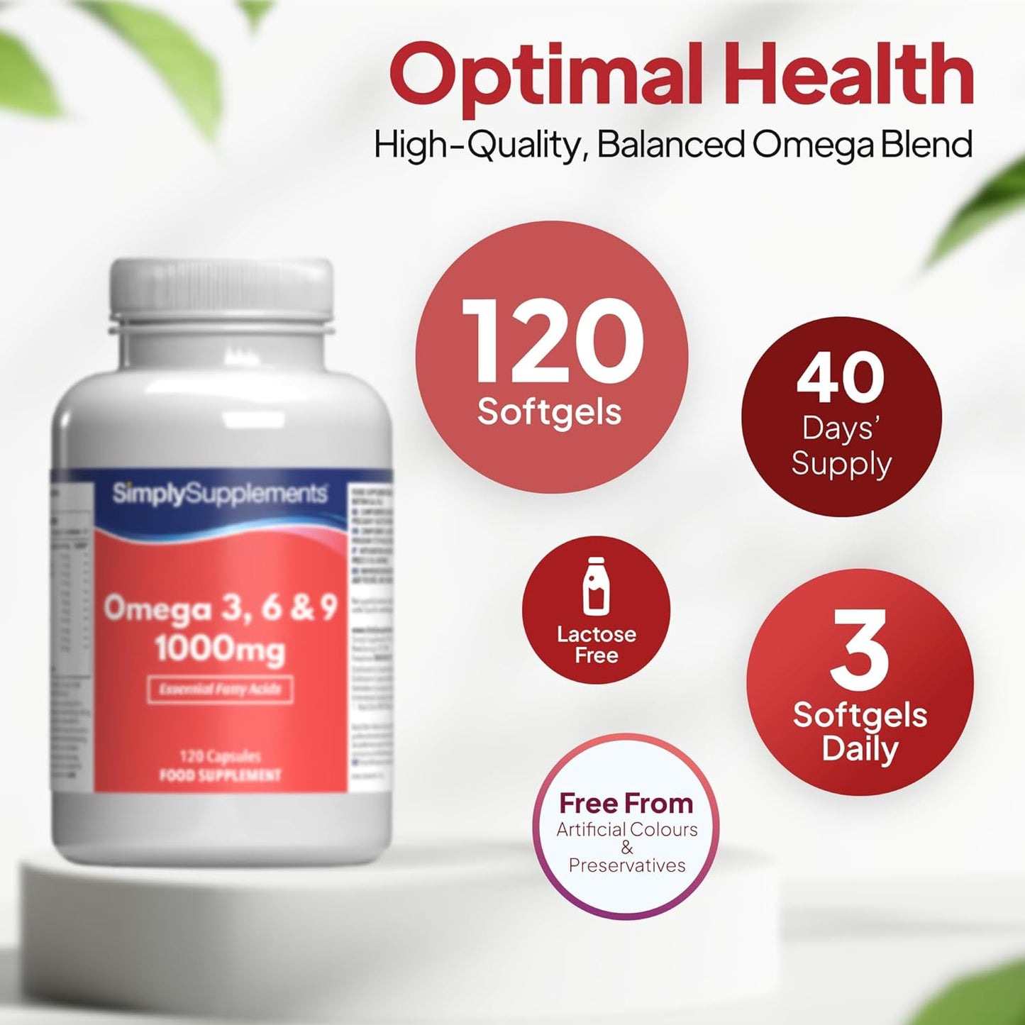 Omega 3, 6, & 9 1000Mg Fish Oil | Supplement Providing Fish Oil, Flaxseed Oil & Sunflower Oil | Contains ALA, EPA & DHA | UK Made (120 Capsules)