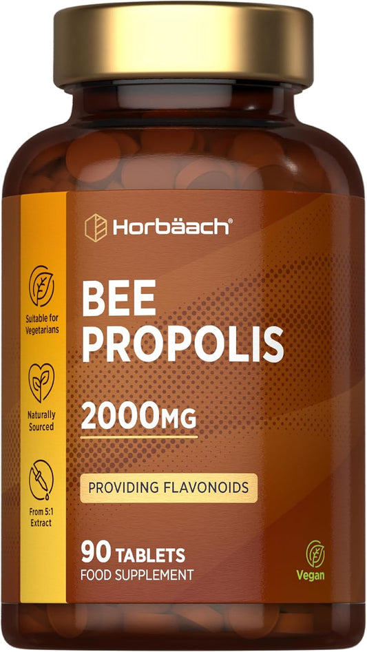 Bee Propolis Tablets 2000Mg | Flavonoids Propolis Supplement | 90 Vegetarian Tablets | High Strength 5:1 Extract | by