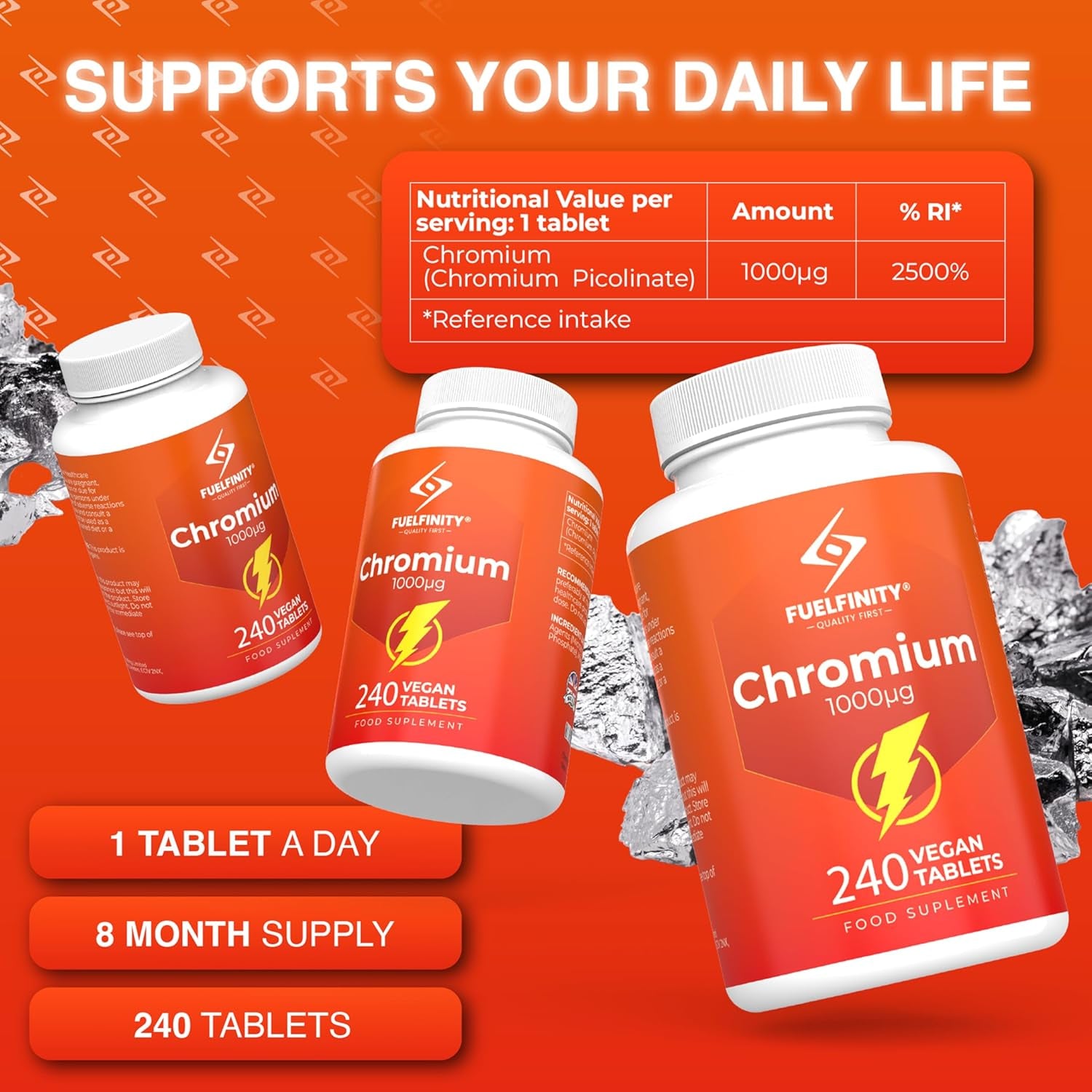 Chromium Picolinate 1000Mcg - 240 Days Supply - Supports in Reducing Sugar Cravings - ® Quality at Highest Manufacturing Standards - Vegan