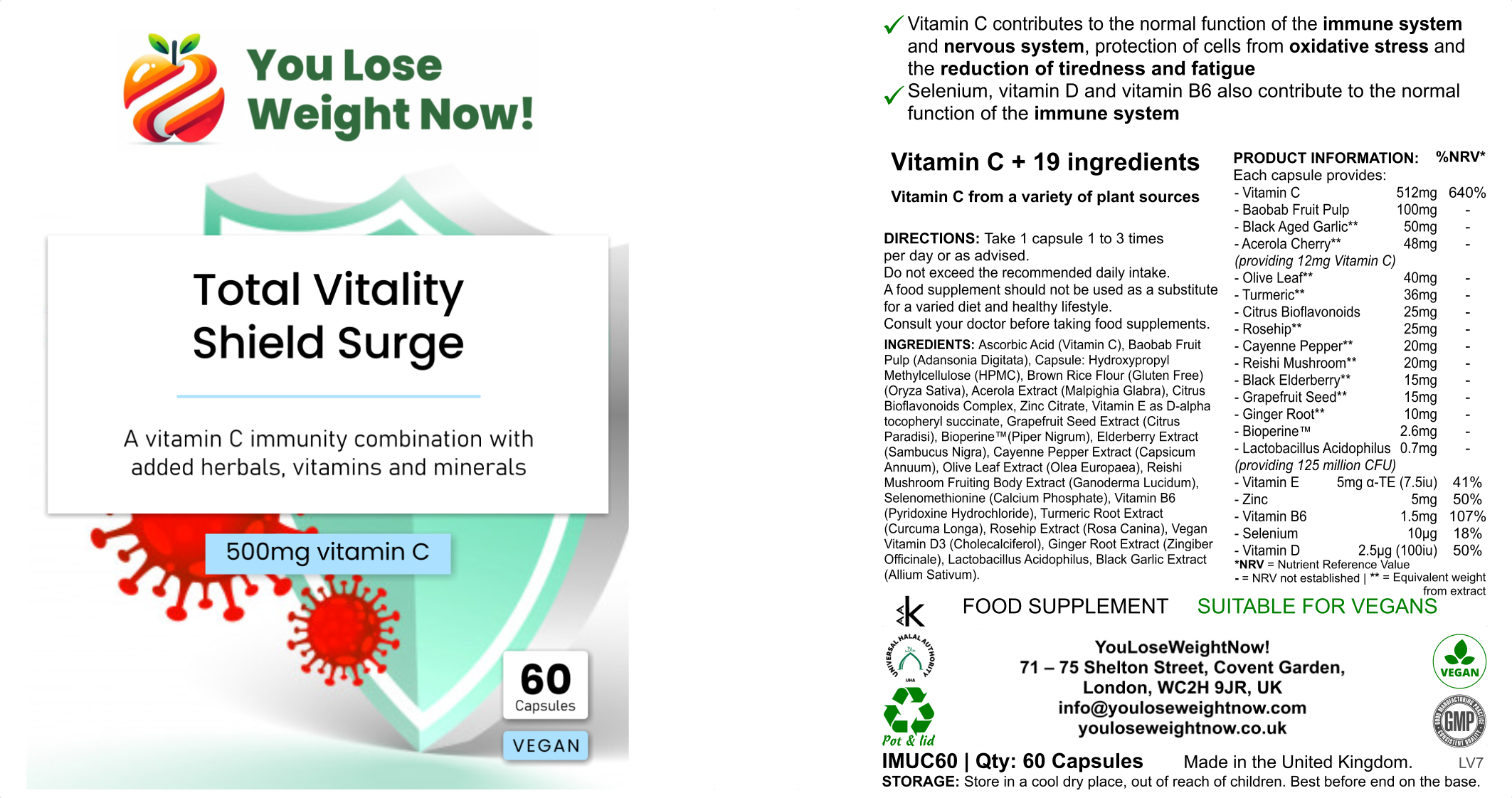 Total Vitality Shield Surge – 20-ingredient immunity supplement bottle – YouLoseWeightNow!