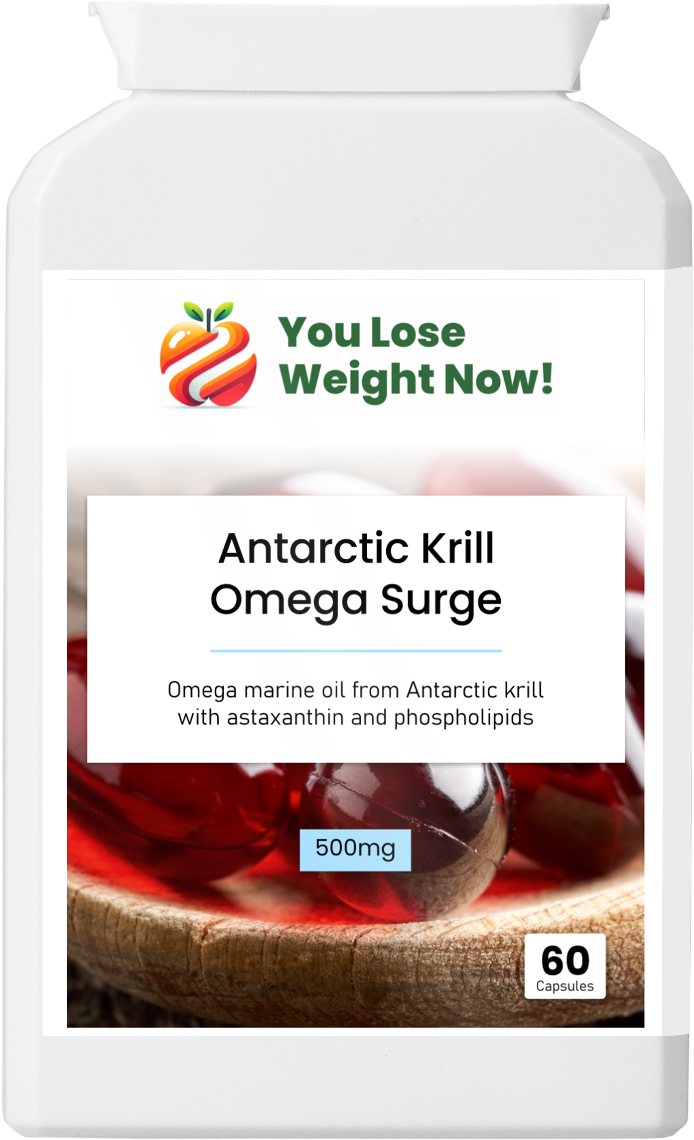 Antarctic Krill Oil Omega Surge 500mg krill oil capsules — 60 capsules, halal registered, UK-made — YouLoseWeightNow!
