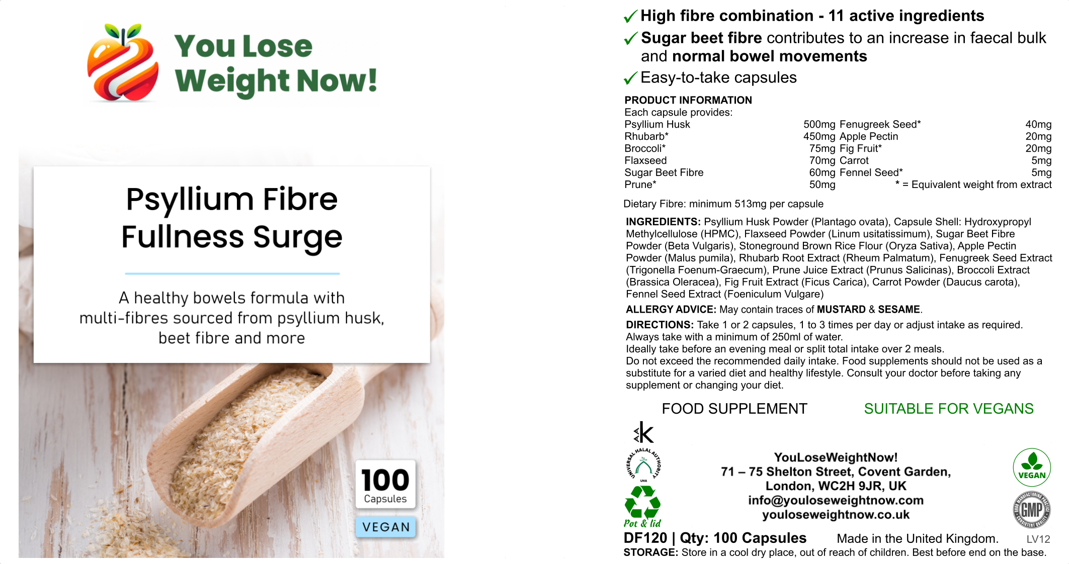 Psyllium Fibre Fullness Surge by YouLoseWeightNow! — three-pot arrangement showing full product range