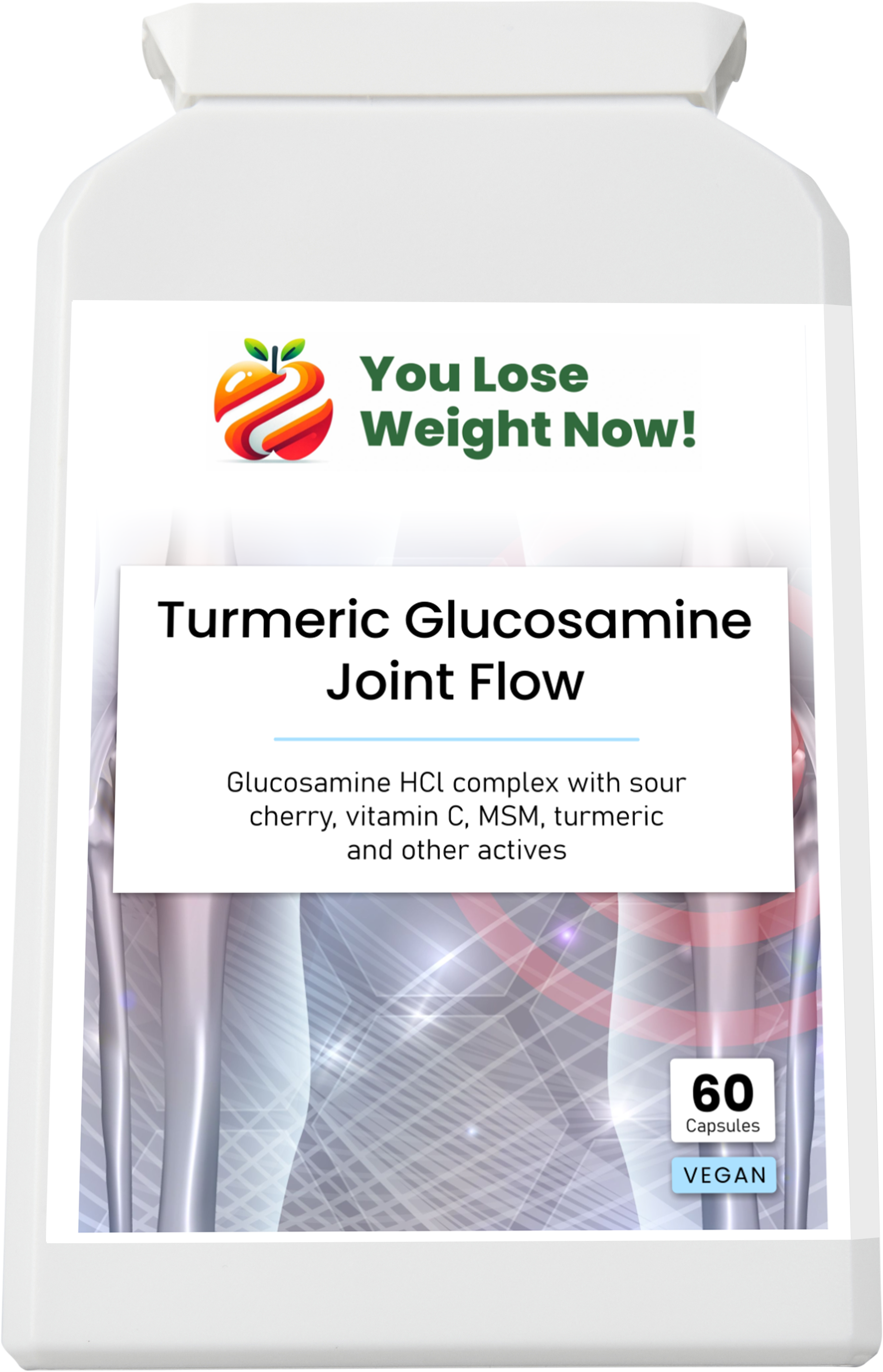 YouLoseWeightNow! Turmeric Glucosamine Joint Flow flat pot — perspective render