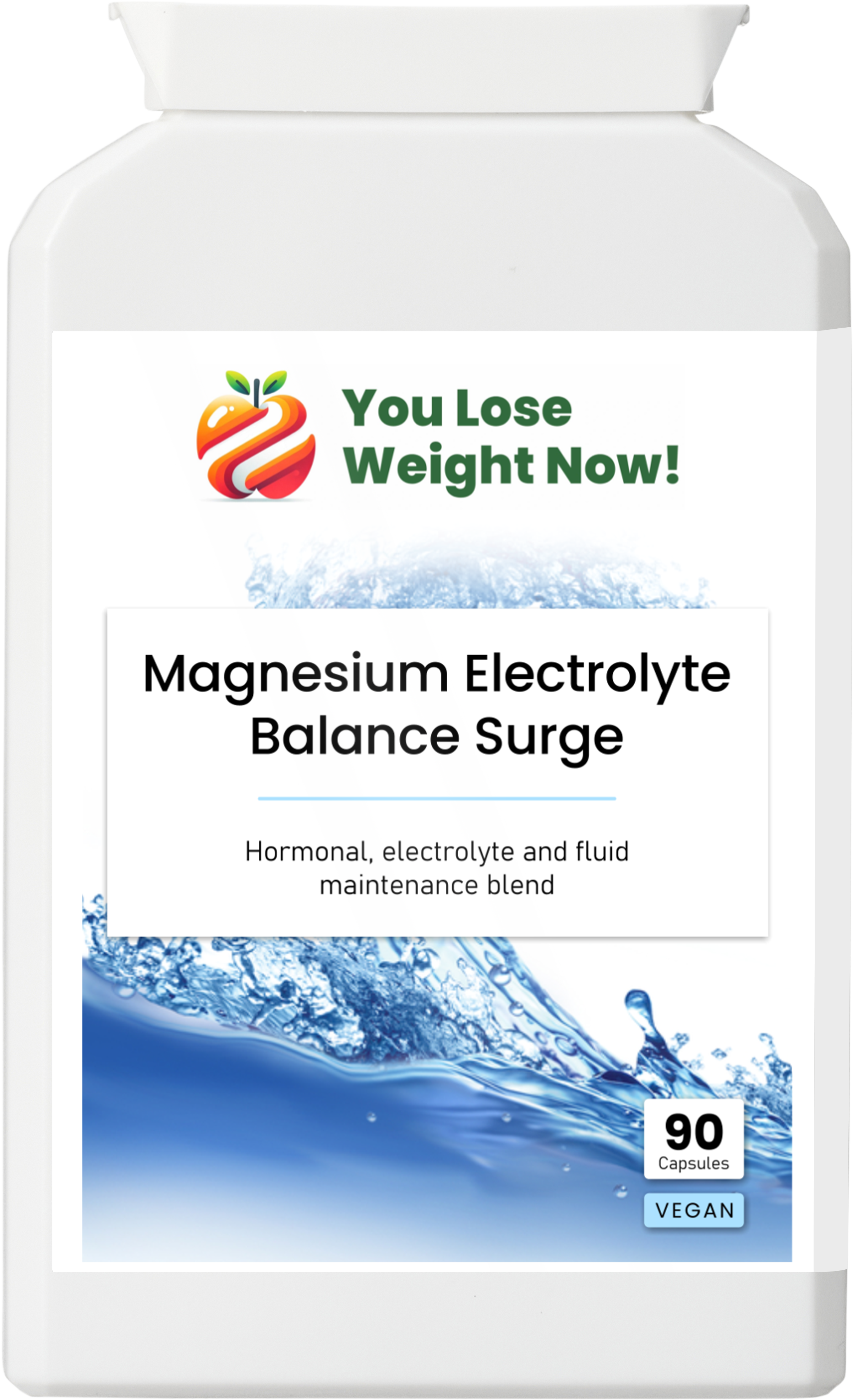 Magnesium Electrolyte Balance Surge by YouLoseWeightNow! — front label render of the flat supplement pot showing the full product label