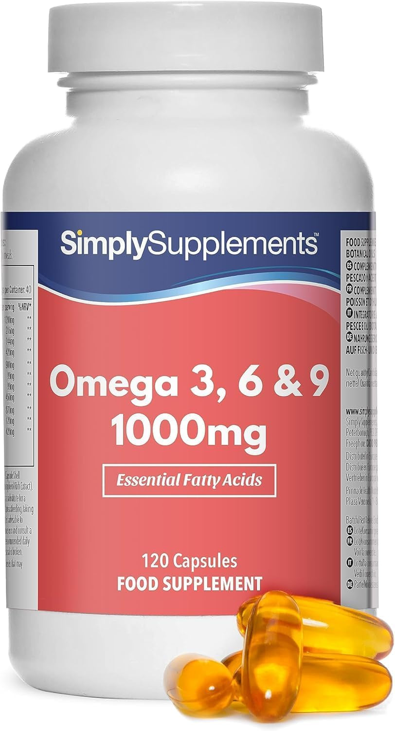 Omega 3, 6, & 9 1000Mg Fish Oil | Supplement Providing Fish Oil, Flaxseed Oil & Sunflower Oil | Contains ALA, EPA & DHA | UK Made (120 Capsules)