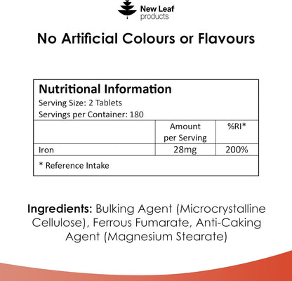 Gentle Iron Tablets 28Mg High Strength Ferrous Fumarate Iron - Vegan Iron Supplements for Men and Womens Health - Reduction in Tiredness and Fatigue, Supports Immune, Health and Energy