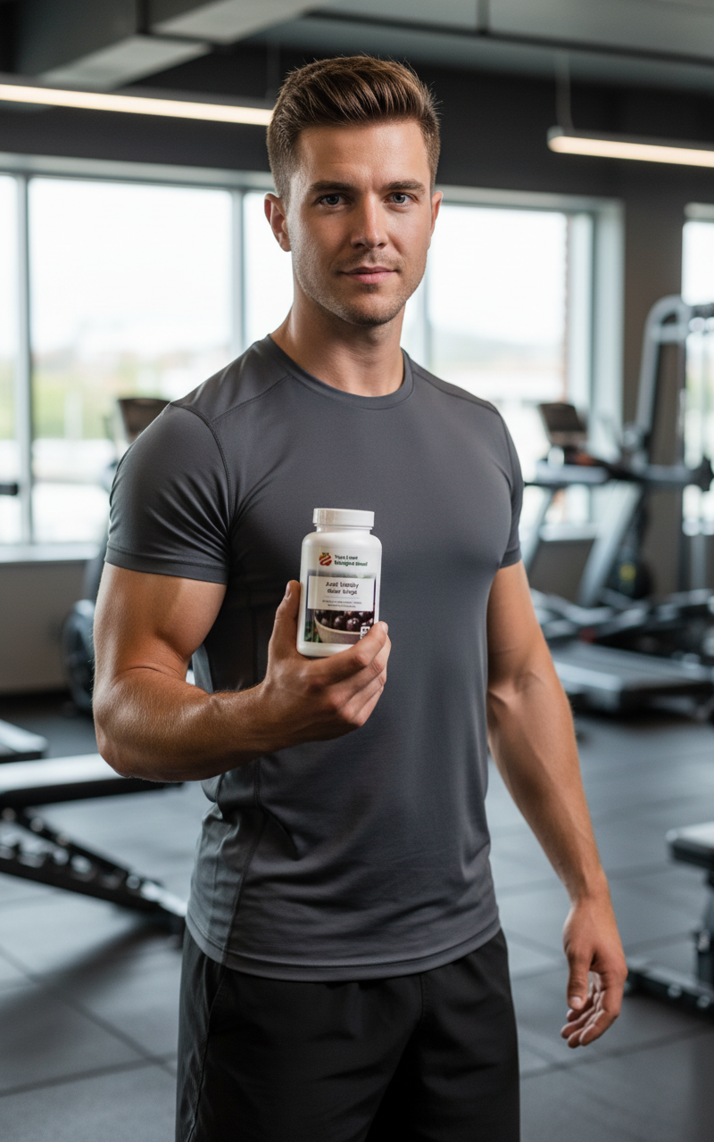 Active man supporting gym performance with Acai Vitality Glow Surge daily supplement – YouLoseWeightNow!