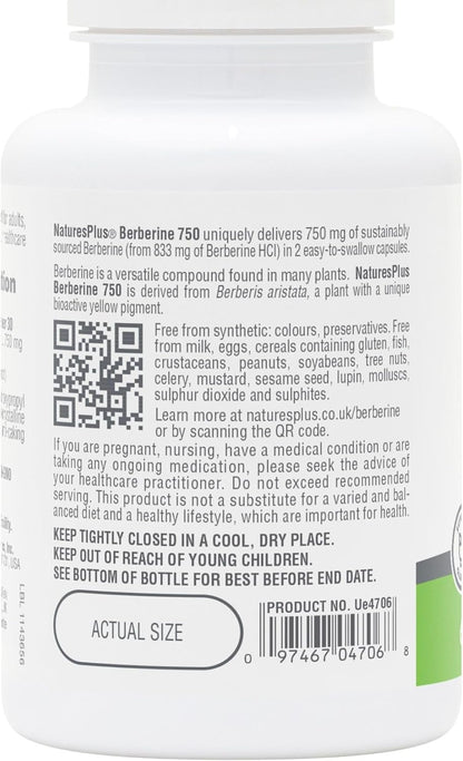 PRO Berberine Capsules 750 Mg - Purely Natural and Active Berberine from Sustainable Sources - Easy to Swallow, Gluten Free, Vegan, Non-Gmo - 60 Capsules