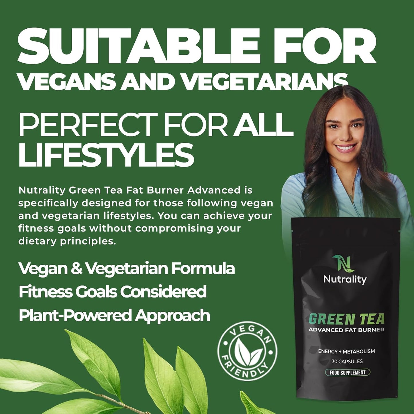 Green Tea Advanced Fat Burner Supplement | for Men & Women | Weight Management, Metabolism Boost & Appetite Suppressant | 30 Vegan Capsules