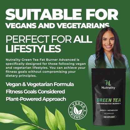 Green Tea Advanced Fat Burner Supplement | for Men & Women | Weight Management, Metabolism Boost & Appetite Suppressant | 30 Vegan Capsules