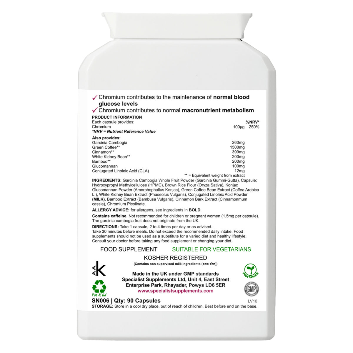 GARCINIA CAMBOGIA Slimmer’S Complex - Weight Loss & Appetite Control - 90 Caps