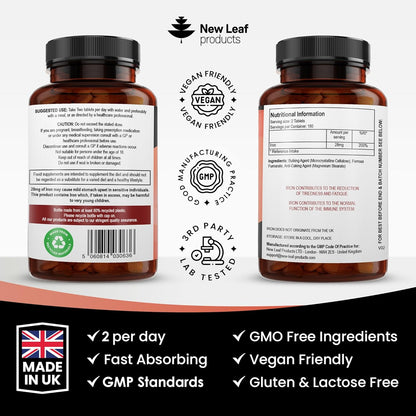 Gentle Iron Tablets 28Mg High Strength Ferrous Fumarate Iron - Vegan Iron Supplements for Men and Womens Health - Reduction in Tiredness and Fatigue, Supports Immune, Health and Energy