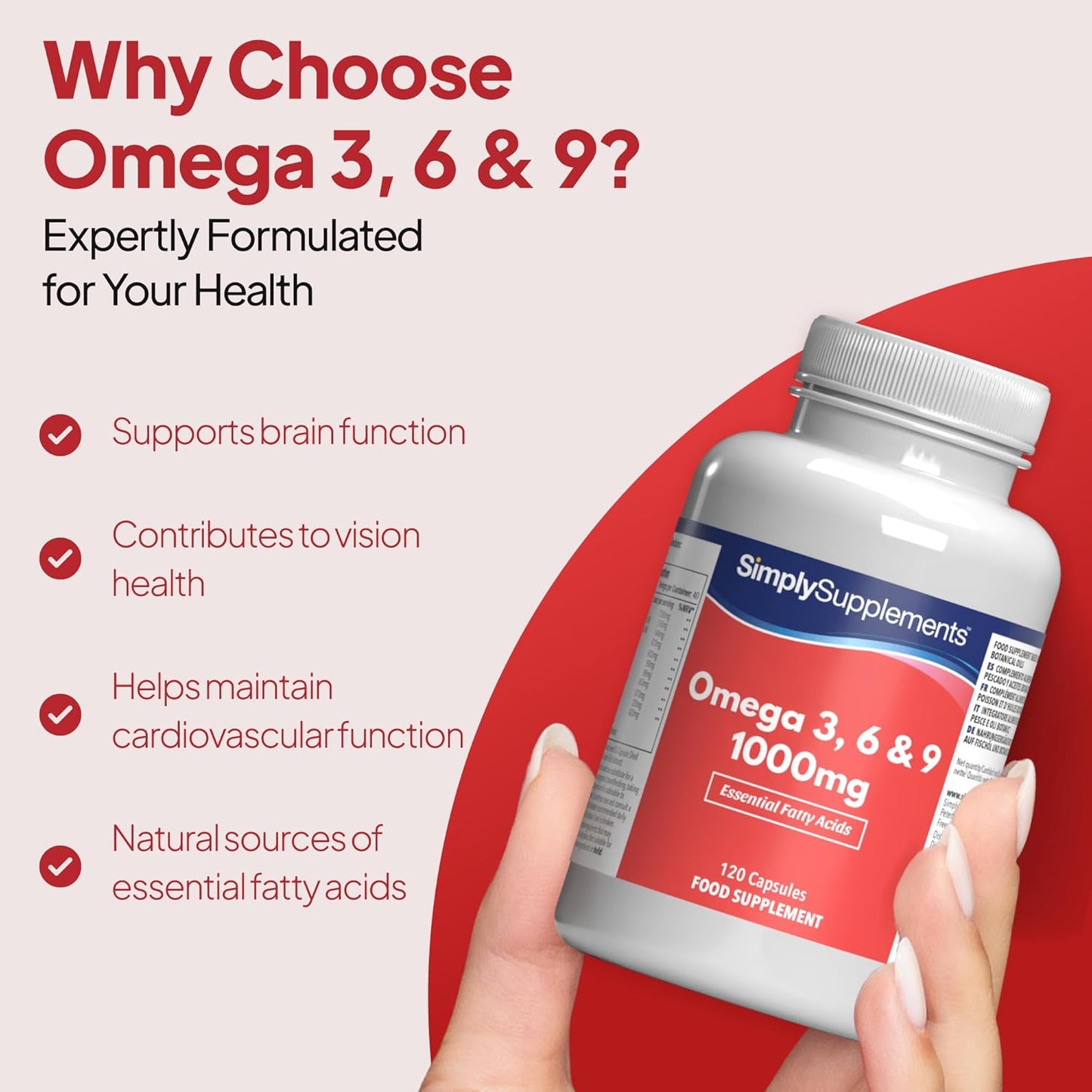 Omega 3, 6, & 9 1000Mg Fish Oil | Supplement Providing Fish Oil, Flaxseed Oil & Sunflower Oil | Contains ALA, EPA & DHA | UK Made (120 Capsules)